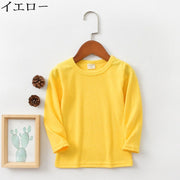 Tシャツ カットソー 子供服 子供用 キッズ ベビー 女の子 男の子 長袖 ラウンドネック 無地 単色 シンプル おしゃれ ヘビロテ カラバリ豊富 トップス