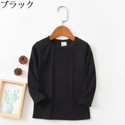 Tシャツ カットソー 子供服 子供用 キッズ ベビー 女の子 男の子 長袖 ラウンドネック 無地 単色 シンプル おしゃれ ヘビロテ カラバリ豊富 トップス