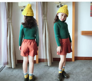 セーター ハイネック ニット ボトルネック リブニット リブ切り替え 子供用 女の子 トップス 長袖 赤 黒 ピンク カラバリ豊富 カジュアル 上品 防寒 ふんわり