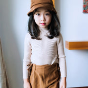 セーター ハイネック ニット ボトルネック リブニット リブ切り替え 子供用 女の子 トップス 長袖 赤 黒 ピンク カラバリ豊富 カジュアル 上品 防寒 ふんわり