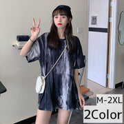 カットソー Tシャツ レディース トップス ラウンドネック 半袖 タイダイ柄 おしゃれ カジュアル 着回し 普段使い お出かけ