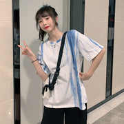 カットソー Tシャツ レディース トップス ラウンドネック 半袖 タイダイ柄 おしゃれ カジュアル 着回し 普段使い お出かけ