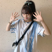 カットソー Tシャツ レディース トップス ラウンドネック 半袖 タイダイ柄 おしゃれ カジュアル 着回し 普段使い お出かけ