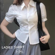 シャツ 半袖 レディース 女性 婦人服 トップス パフスリーブ バックリボン ブラウス コスプレ 無地 単色 おしゃれ かわいい 大きいサイズあり