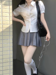 シャツ 半袖 レディース 女性 婦人服 トップス パフスリーブ バックリボン ブラウス コスプレ 無地 単色 おしゃれ かわいい 大きいサイズあり