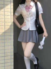 シャツ 半袖 レディース 女性 婦人服 トップス パフスリーブ バックリボン ブラウス コスプレ 無地 単色 おしゃれ かわいい 大きいサイズあり