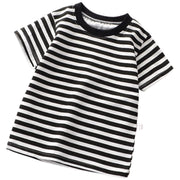 Tシャツ カットソー 半袖 キッズ 子供服 男の子 女の子 トップス ラウンドネック ボーダー柄 女児 男児 かわいい おしゃれ 定番 シンプル カジュアル お出かけ 部屋着 通学 遊び着