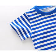 Tシャツ カットソー 半袖 キッズ 子供服 男の子 女の子 トップス ラウンドネック ボーダー柄 女児 男児 かわいい おしゃれ 定番 シンプル カジュアル お出かけ 部屋着 通学 遊び着