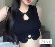 ブラウス レディース トップス フリーサイズ ノースリーブ ブラック ホワイト シンプル セクシー 伸縮性