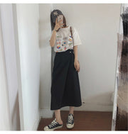 Tシャツ 半袖 カットソー レディース 女性 トップス ラウンドネック イラスト プリント カジュアル シンプル お洒落 大きいサイズあり 婦人服