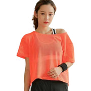 半袖カットソー レディース 女性 メッシュ シースルー トップス Tシャツ シンプル 無地 重ね着 透け感 ダンス 衣装 トレーニング ブラック ホワイト