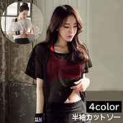 半袖カットソー レディース 女性 メッシュ シースルー トップス Tシャツ シンプル 無地 重ね着 透け感 ダンス 衣装 トレーニング ブラック ホワイト