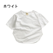 カットソー 半袖 Tシャツ キッズ ベビー 子供 男の子 女の子 ラウンドネック ラウンドカット 無地 単色 シンプル お洒落 着回し お出かけ 普段着