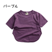 カットソー 半袖 Tシャツ キッズ ベビー 子供 男の子 女の子 ラウンドネック ラウンドカット 無地 単色 シンプル お洒落 着回し お出かけ 普段着