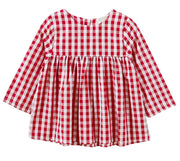 子ども用 子ども服 キッズ服 ベビー服 ワンピース 長袖 短め ショート丈 ミニ丈 ラウンドネック フリル フレア風 ギンガムチェック 黒 ブラック レッド 赤 可愛い 女の子 ガーリー 春 夏 秋 カントリーチック 森ガール ナチュラル オシャレ お出掛け お散歩 80 85 90 100 110 プレゼント ギフト オソロイコーデ ふたごコーディネート