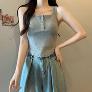 タンクトップ レディース 女性 トップス カップ入り ボタン ノースリーブ リブ 袖なし 無地 単色 シンプル 白 黒 ホワイト ブラック プルオーバー カットソー 普段使い デイリー 定番