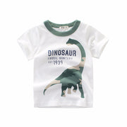 Tシャツ カットソー ラウンドネック 丸襟 丸首 半袖 クルーネック 子供用 ベビー キッズ 恐竜 ダイナソー 迷彩柄 バイカラー 遊び着 通学 通園 カジュアル