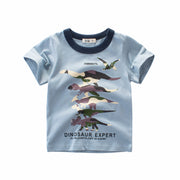 Tシャツ カットソー ラウンドネック 丸襟 丸首 半袖 クルーネック 子供用 ベビー キッズ 恐竜 ダイナソー 迷彩柄 バイカラー 遊び着 通学 通園 カジュアル