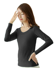 Tシャツ カットソー カップ付き ブラトップ プルオーバー 長袖 ラウンドネック シンプル 無地 レディース トップス インナー カジュアルスタイル