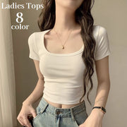 カットソー 半袖 ショート丈 レディース 婦人服 女性用 トップス スクープネック プルオーバー シンプル 着回し カジュアル お出掛け 普段着 デイリー