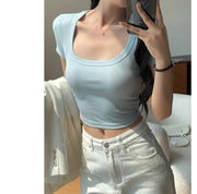 カットソー 半袖 ショート丈 レディース 婦人服 女性用 トップス スクープネック プルオーバー シンプル 着回し カジュアル お出掛け 普段着 デイリー