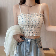 キャミソール トップス レディース 女性 カップ付き パッド 花柄 フラワー ギャザー シャーリング 短丈 かわいい おしゃれ
