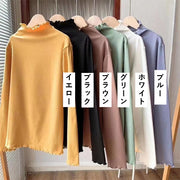 カットソー 薄手 長袖 ボトルネック レディース 女性 婦人服 トップス ハイネック メロウフリル ベロア 無地 単色 シンプル おしゃれ かわいい ホワイト 白 ブラック 黒 春 秋 冬 春服 秋服 ブルー グリーン 20代 10代 30代 40代 50代 60代 カジュアル 普段着