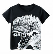 Tシャツ カットソー ラウンドネック 丸襟 丸首 半袖 クルーネック 子供用 キッズ ベビー 恐竜 Ｔレックス ティラノサウルス 遊び着 通学 通園 カジュアル