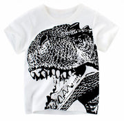 Tシャツ カットソー ラウンドネック 丸襟 丸首 半袖 クルーネック 子供用 キッズ ベビー 恐竜 Ｔレックス ティラノサウルス 遊び着 通学 通園 カジュアル