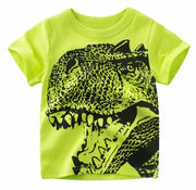 Tシャツ カットソー ラウンドネック 丸襟 丸首 半袖 クルーネック 子供用 キッズ ベビー 恐竜 Ｔレックス ティラノサウルス 遊び着 通学 通園 カジュアル