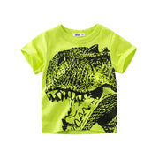 Tシャツ カットソー ラウンドネック 丸襟 丸首 半袖 クルーネック 子供用 キッズ ベビー 恐竜 Ｔレックス ティラノサウルス 遊び着 通学 通園 カジュアル