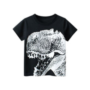 Tシャツ カットソー ラウンドネック 丸襟 丸首 半袖 クルーネック 子供用 キッズ ベビー 恐竜 Ｔレックス ティラノサウルス 遊び着 通学 通園 カジュアル