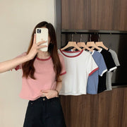 Tシャツ 半袖 カットソー レディース 女性 婦人服 トップス ラウンドネック 大きいサイズ 無地 シンプル 定番 ベーシック 着回し ヘビロテ カジュアル かわいい お出かけ 夏 春 黒 灰 白 ピンク 青