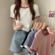 Tシャツ 半袖 カットソー レディース 女性 婦人服 トップス ラウンドネック 大きいサイズ 無地 シンプル 定番 ベーシック 着回し ヘビロテ カジュアル かわいい お出かけ 夏 春 黒 灰 白 ピンク 青