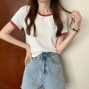 Tシャツ 半袖 カットソー レディース 女性 婦人服 トップス ラウンドネック 大きいサイズ 無地 シンプル 定番 ベーシック 着回し ヘビロテ カジュアル かわいい お出かけ 夏 春 黒 灰 白 ピンク 青