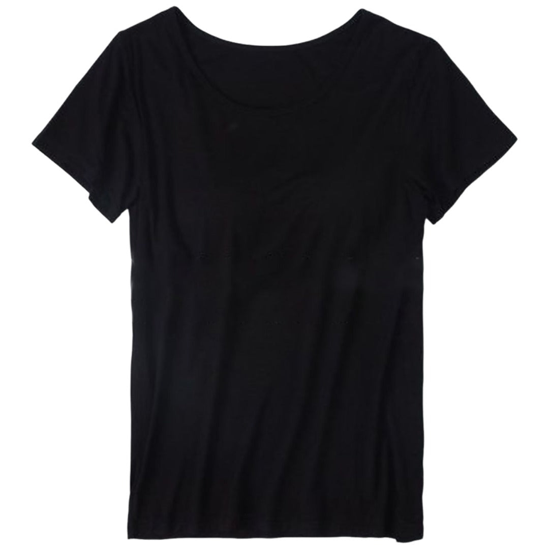 カットソー Ｔシャツ レディース 女性 婦人 半袖 Uネック カップ付き カップ付きTシャツ 部屋着 ルームウェア ブラトップ 無地 シンプル カラバリ豊富 ブラック ホワイト グレー 大きいサイズ