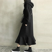 ワンピース パーカーワンピース レディース 女性用 ロング丈 長袖 フード付き 裾フレア 切り替え 無地 単色 シンプル おしゃれ かわいい カジュアル