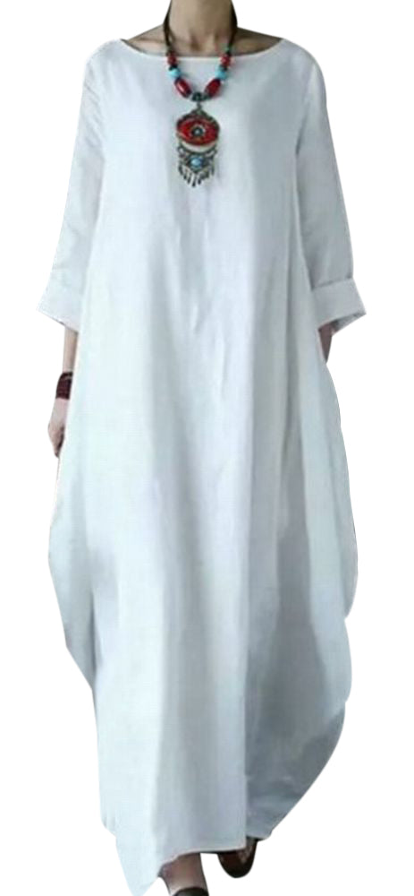 マキシワンピース ロング丈 マキシ丈 長袖 ロールアップ袖 シンプル 無地 ワンカラー クルーネック ざっくりワンピ ゆるシルエット 大きめサイズ 体型カバー レディース ガール 女性 ゆったり 楽ちん おしゃれ おでかけ カジュアル M L XL XXL 3XL 4XL 5XL
