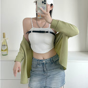 キャミソール チューブトップ レディース 女性 トップス ショート丈 クロップド丈 カップ付き ストラップ ベルト付き かわいい おしゃれ 夏