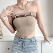 キャミソール チューブトップ レディース 女性 トップス ショート丈 クロップド丈 カップ付き ストラップ ベルト付き かわいい おしゃれ 夏