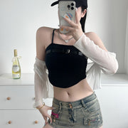 キャミソール チューブトップ レディース 女性 トップス ショート丈 クロップド丈 カップ付き ストラップ ベルト付き かわいい おしゃれ 夏