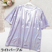 Tシャツ レディース 半袖 カットソー トップス ラメプリント キラキラ おしゃれ 可愛い クルーネック プルオーバー ダンス