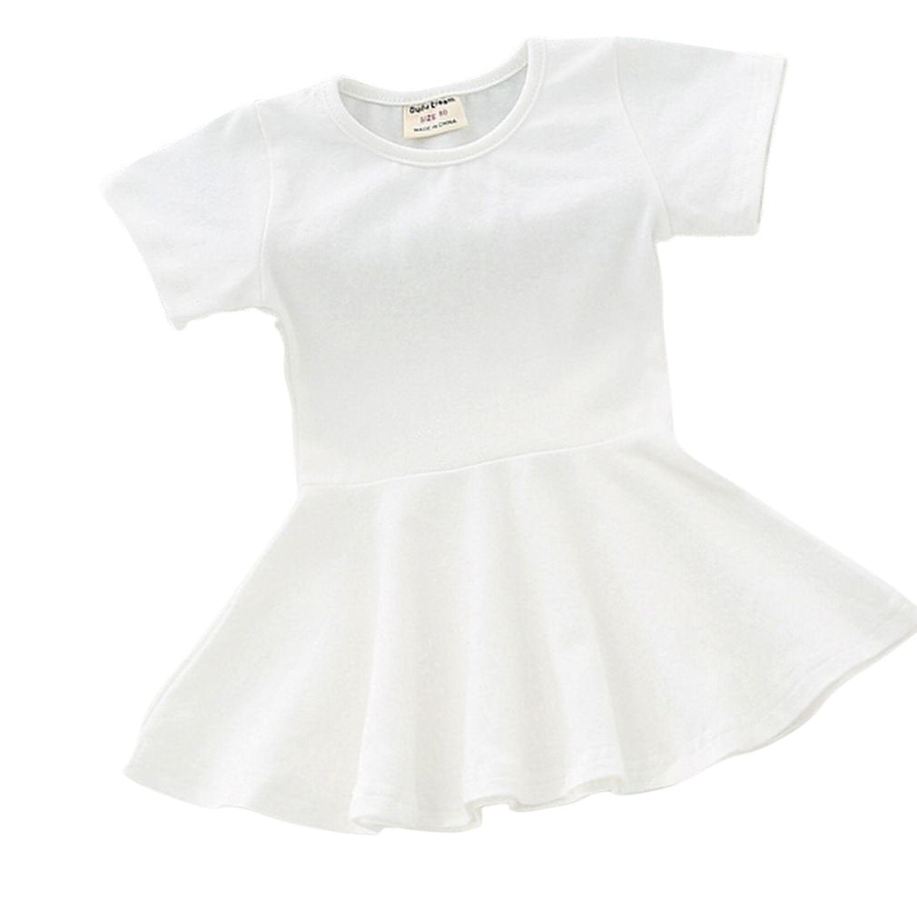 ワンピース キッズファッション ラウンドネック 半袖 ミニ丈 薄手 女の子 おんなのこ 女児 シンプル 無地 春夏 涼しい ラフ カジュアル