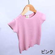 Tシャツ トップス 半袖 子供服 ベビー キッズ 夏 かわいい シンプル カットソー クルーネック 丸襟 無地 カジュアル 通園 通学