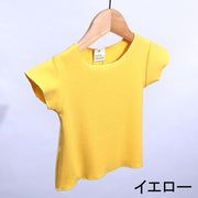Tシャツ トップス 半袖 子供服 ベビー キッズ 夏 かわいい シンプル カットソー クルーネック 丸襟 無地 カジュアル 通園 通学