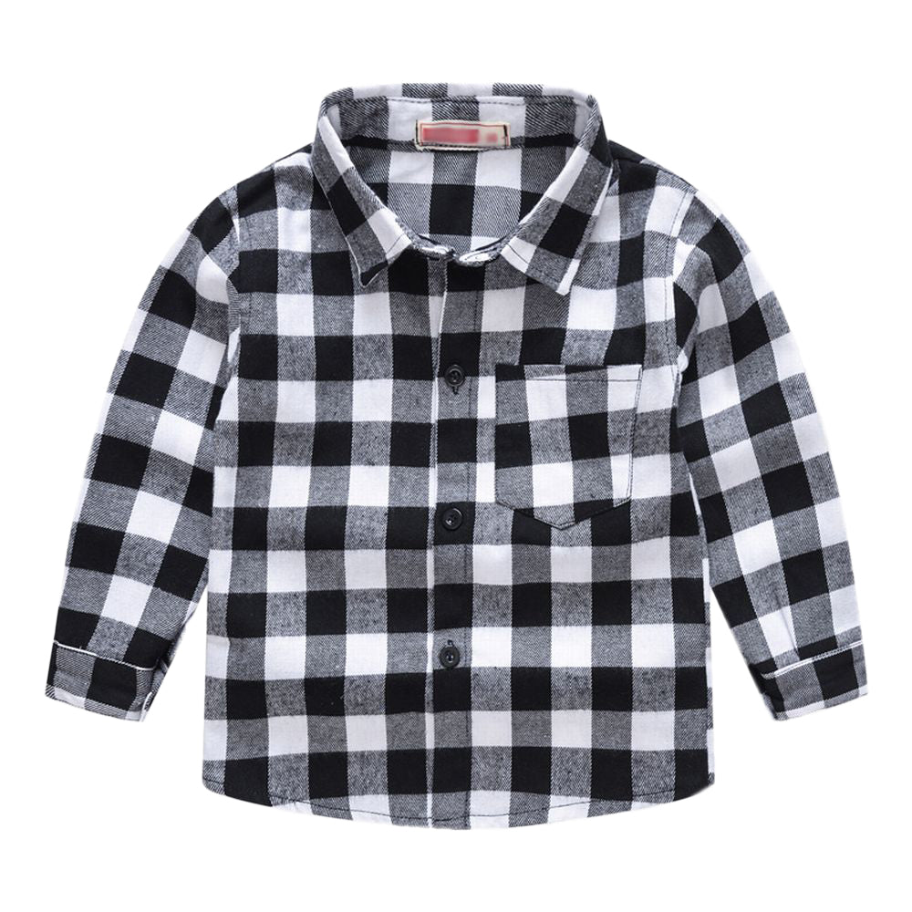 子供シャツ 長袖シャツ チェックシャツ トップス 子供服 キッズ ホワイト×中 バリエーション画像