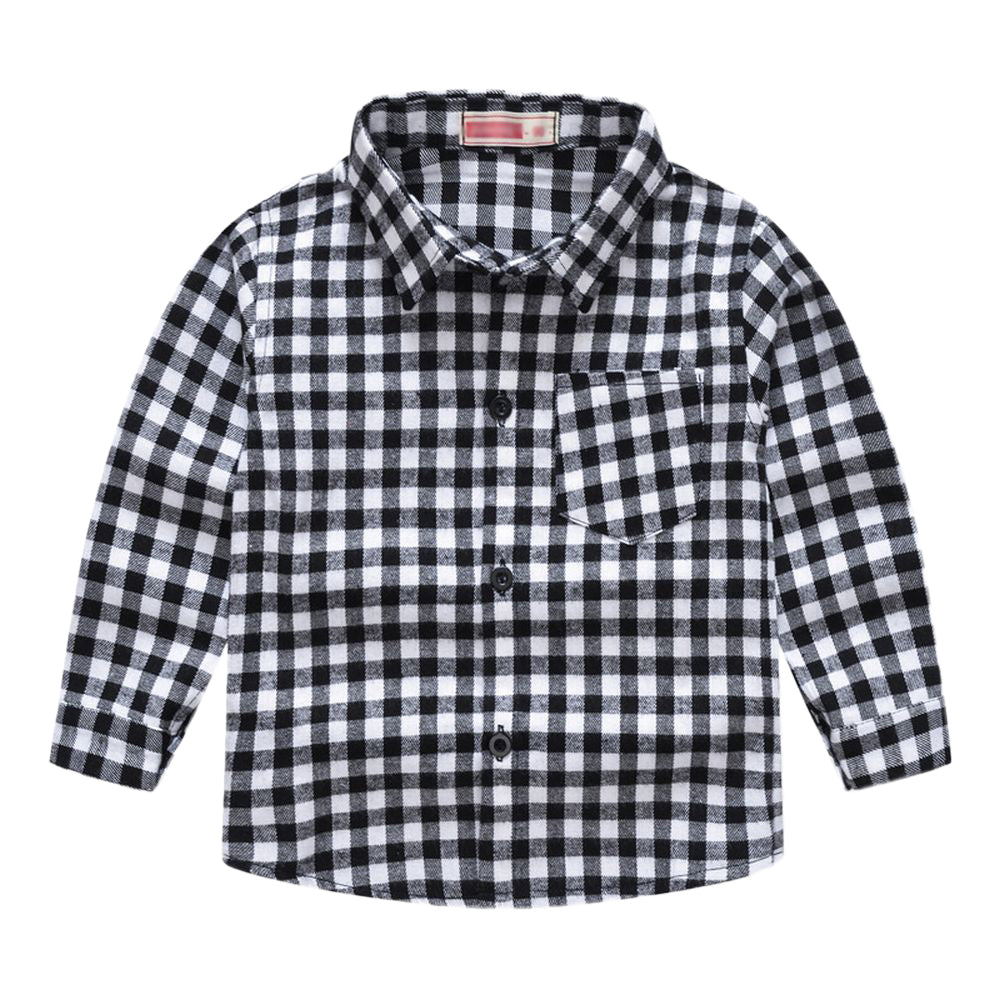 子供シャツ 長袖シャツ チェックシャツ トップス 子供服 キッズ ホワイト×小 バリエーション画像