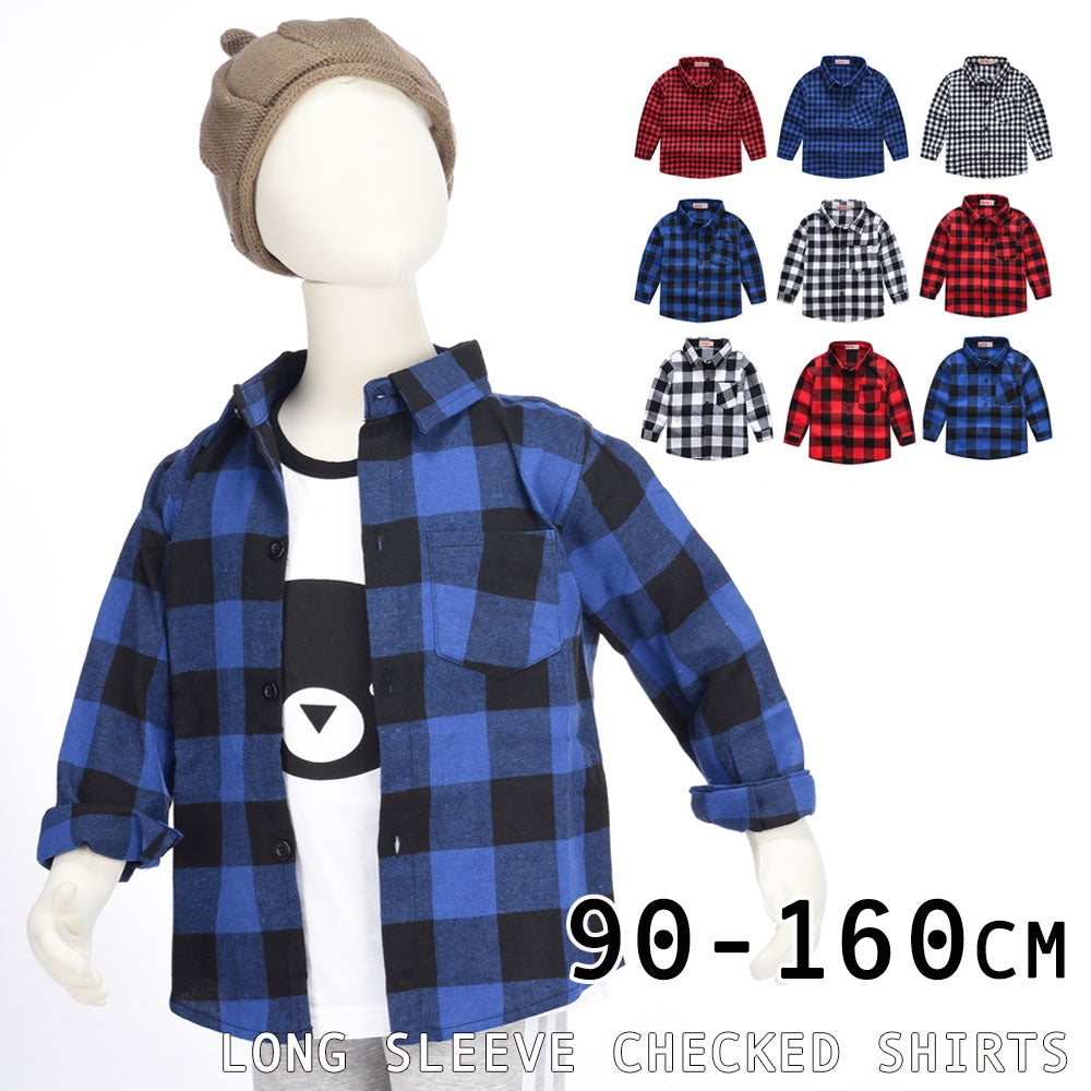 子供シャツ 長袖シャツ チェックシャツ トップス 子供服 キッズ 商品画像
