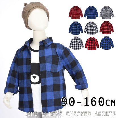 子供シャツ 長袖シャツ チェックシャツ トップス 子供服 キッズ 商品画像