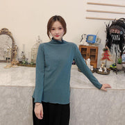 カットソー 長袖 レディース 女性 トップス ハイネック メロウフリル 無地 シンプル 着回し お洒落 婦人服